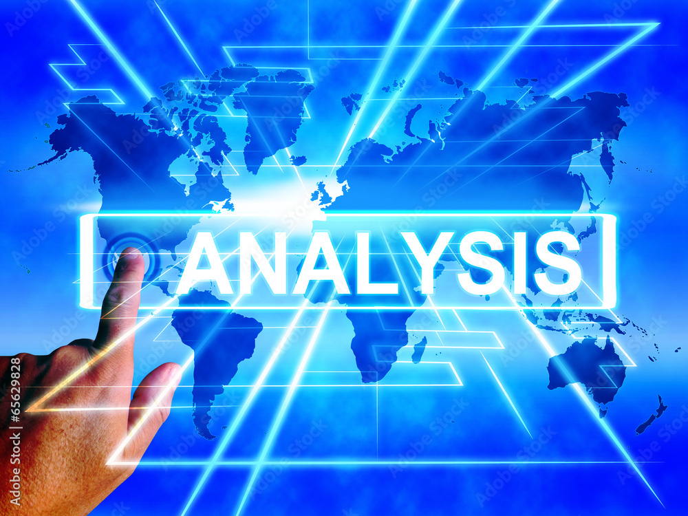Poster analysis map displays internet or worldwide data analyzing