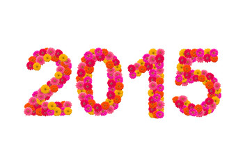 Numbers 2015 made from Zinnias flowers