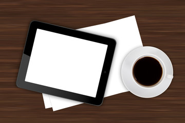 Tablet and Coffee on Office Table