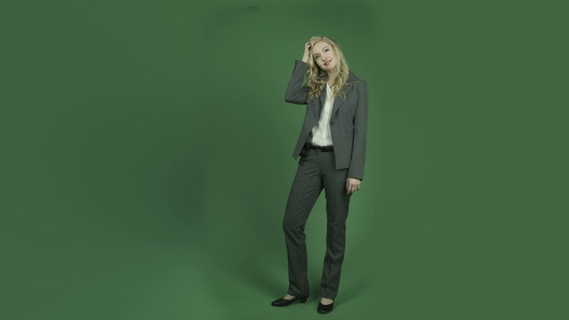 caucasian businesswoman isolated on chroma green screen