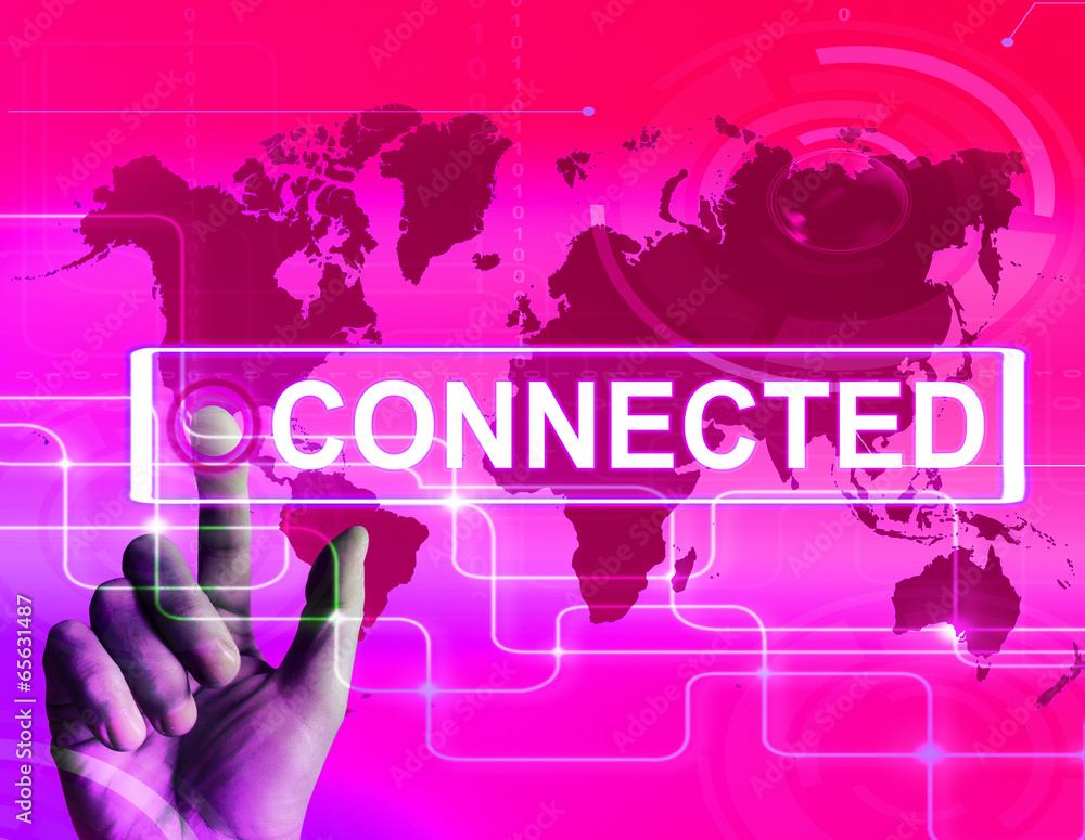 Poster connected map displays networking connecting and international c