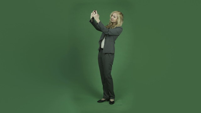 caucasian businesswoman isolated on chroma green screen