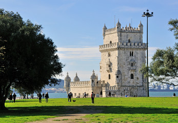 Fototapeta premium Belem tower and city park, Lisbon
