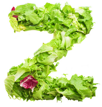 z lettuce letter on a white background