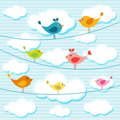 Naklejka premium birds on wires