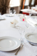Tables set for meal
