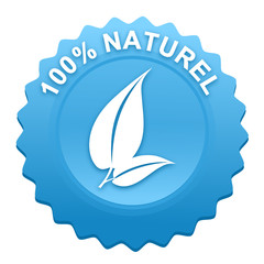 100 pour 100 naturel sur bouton web denté bleu
