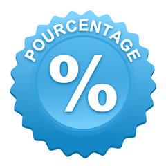 pourcentage sur bouton web denté bleu