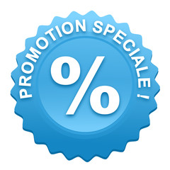 promotion spéciale sur bouton web denté bleu