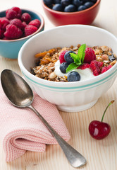Bowl of muesli with fresh berries