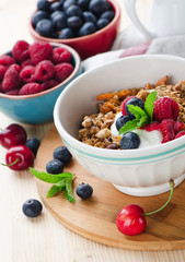 Bowl of muesli with fresh berries