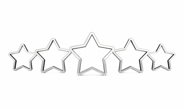 Five outlined rating stars on white , Product quality