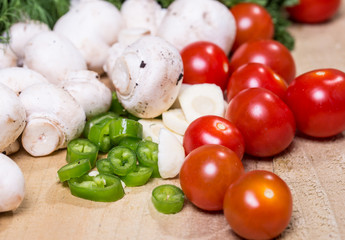 fresh vegetables on the wooden table