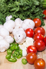 fresh vegetables on the wooden table