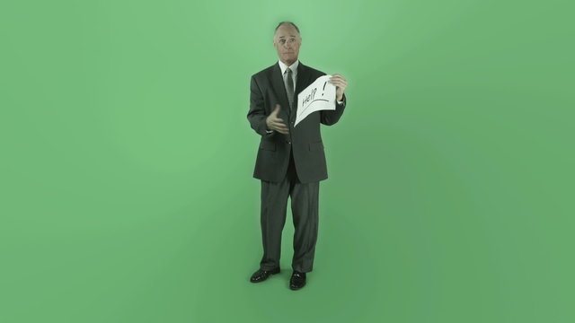 Senior caucasian businessman isolated on chroma green screen
