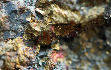 Nugget, colour metal. Macro. Extreme closeup