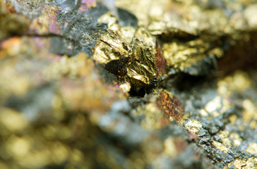 Nugget, colour metal. Macro. Extreme closeup