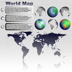 World map on gray background vector