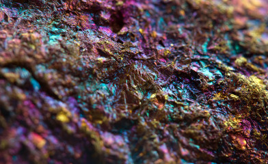 Gold, bronze, copper, iron. Macro. Extreme closeup