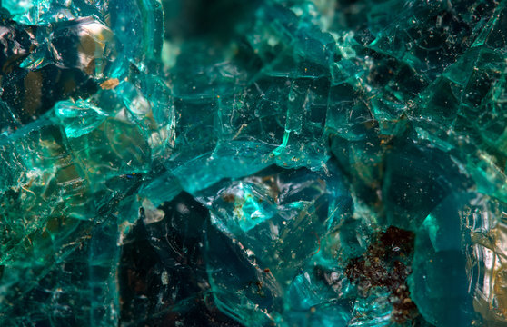 Chrysocolla is a hydrated copper silicate mineral. Macro