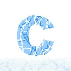 Cracked ice alphabet. Letters, numbers, and symbols of the snow