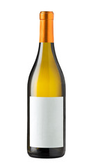 Wine bottle isolated with blank label.