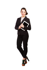 Business woman  full length with a tablet in hands