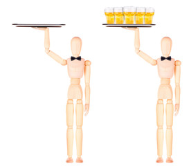 wooden Dummy waiter with beer on tray