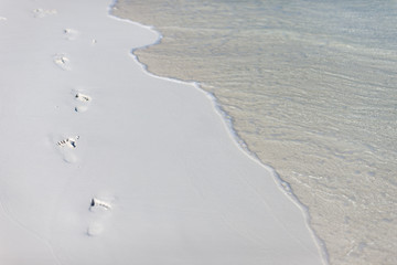 Foot prints on a beach