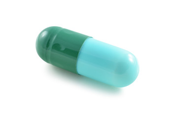 medical capsules on white background.