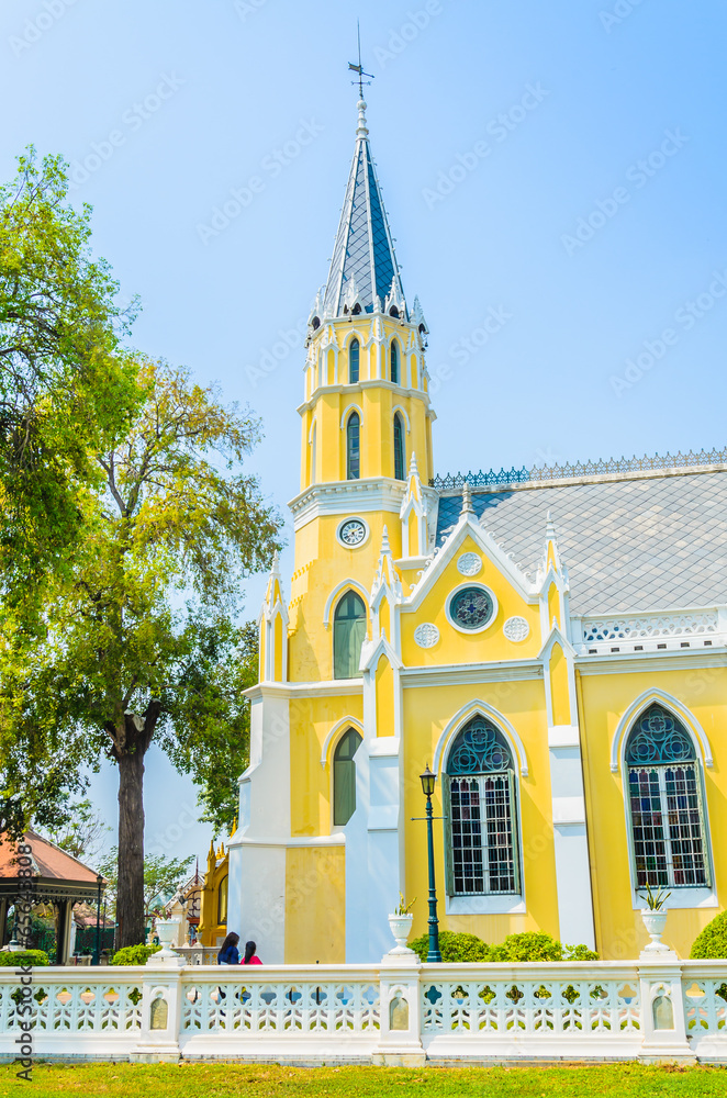 Sticker Wat Niwet Thammaprawat Temple Church in ayutthaya Thailand