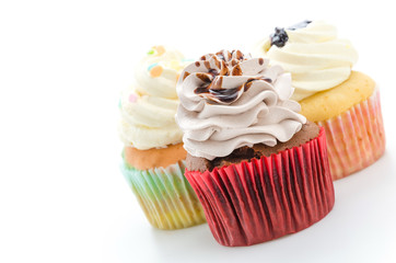 Cupcakes isolated on white background