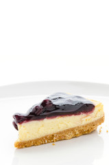 Blueberry cheesecake isolated white background