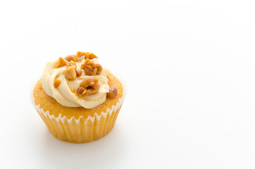 Nuts cupcake isolated on white background