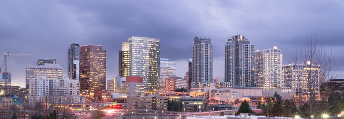 Poster Bright Lights City Skyline Downtown Bellevue Washington USA © Christopher Boswell