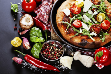 pizza and fresh italian ingredients