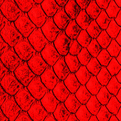 background of red snake skin closeup