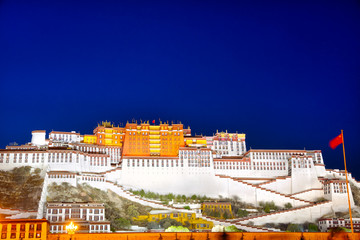 Potala palace at dusk in Lhasa, Tibet
