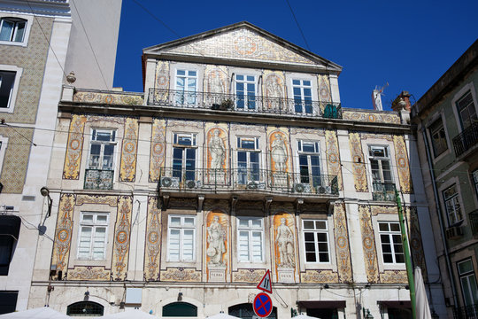 Tiled Building In Chiado District Of Lisbon