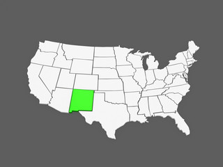 Fototapeta premium Three-dimensional map of New Mexico. USA.