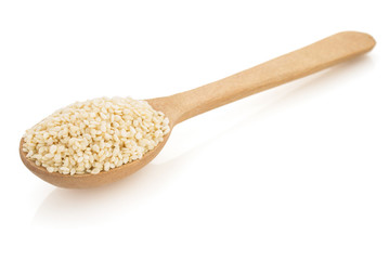 Fototapeta na wymiar sesame seed in spoon on white