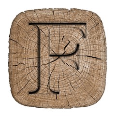 Wooden alphabet block, letter F