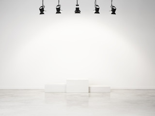 studio interior with empty podium