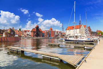 Fototapeta premium The medieval port crane over Motlawa river in Gdansk, Poland