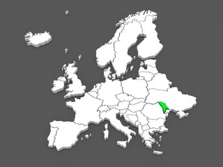 Map of Europe and Moldova.