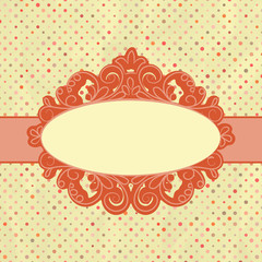 Vintage polka dot card with lace. EPS 8