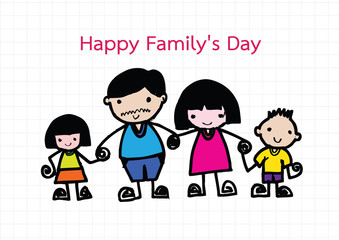 Happy family 's day  father, mother, son , girl idea design