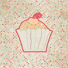 Vintage card with cupcake. And also includes EPS 8