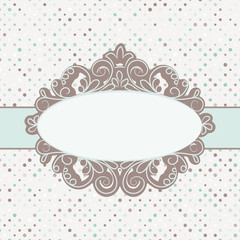 Vintage polka dot card with lace. EPS 8