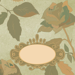 Vintage rose floral card (not auto-traced). EPS 8